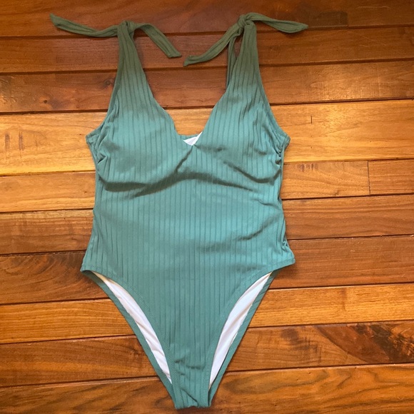 Shade & Shore Swim Shade Shore Green Ribbed Swimsuit Xl Poshmark